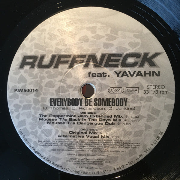 Ruffneck Feat. Yavahn : Everybody Be Somebody (12")