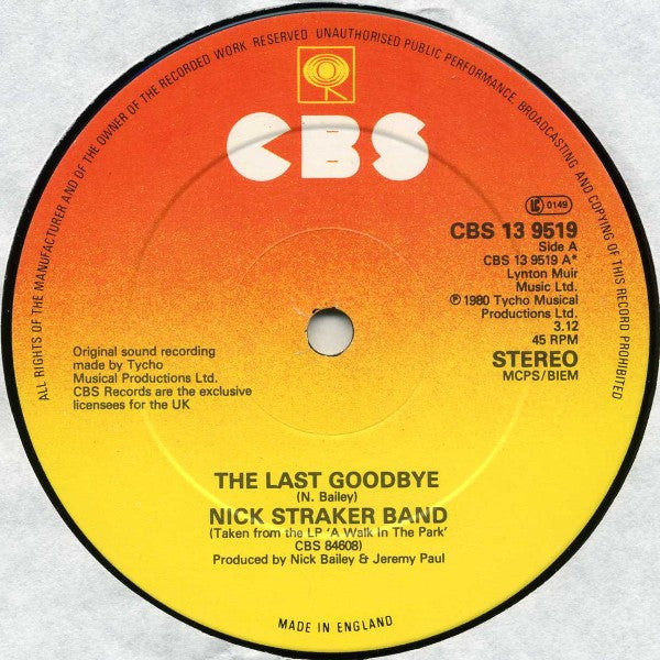Nick Straker Band : The Last Goodbye / A Little Bit Of Jazz (12", Single)