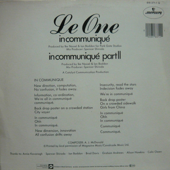 Le One : In Communiqué (12", Maxi)
