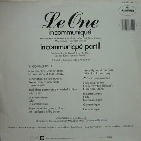 Le One : In Communiqué (12", Maxi)