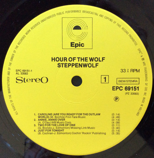 Steppenwolf : Hour Of The Wolf (LP, Album)