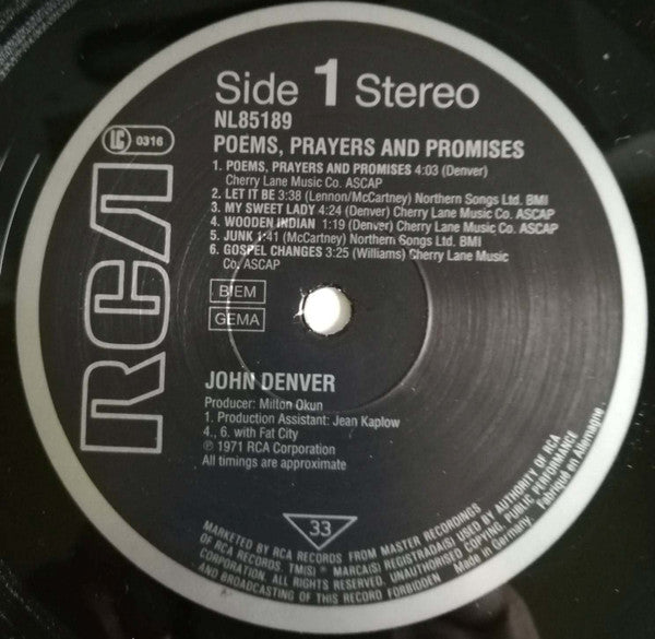 John Denver : Poems, Prayers & Promises (LP, Album, RE)