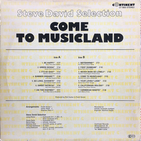 Steve David Selection : Come To Musicland (LP, Album)