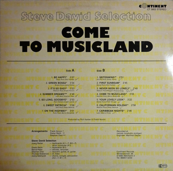 Steve David Selection : Come To Musicland (LP, Album)
