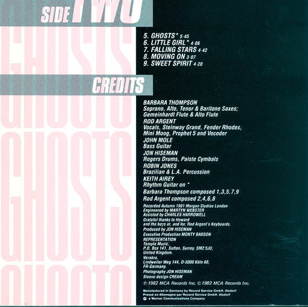 Barbara Thompson / Rod Argent : Ghosts (LP, Album, RE)