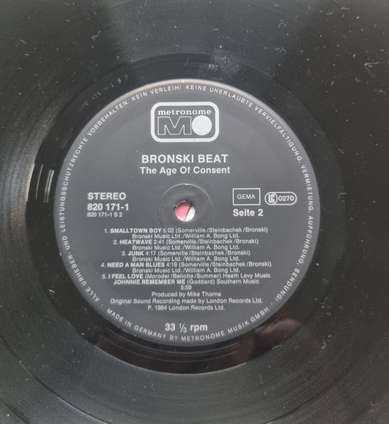 Bronski Beat : The Age Of Consent (LP, Album)