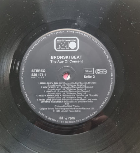 Bronski Beat : The Age Of Consent (LP, Album)