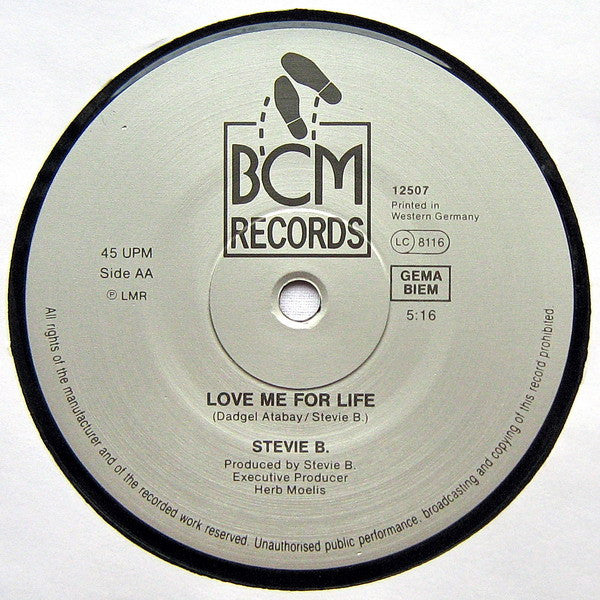 Stevie B.* : Because I Love You (The Postman Song) / Love Me For Life (12", Maxi)