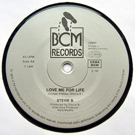 Stevie B.* : Because I Love You (The Postman Song) / Love Me For Life (12", Maxi)