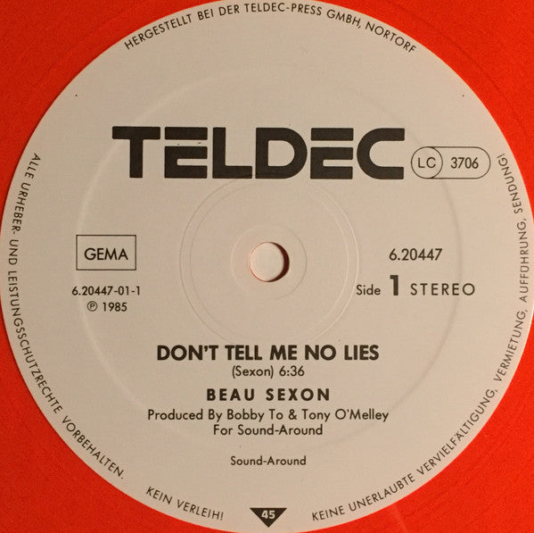 Beau Sexon : Don't Tell Me No Lies (12", Maxi, Ora)
