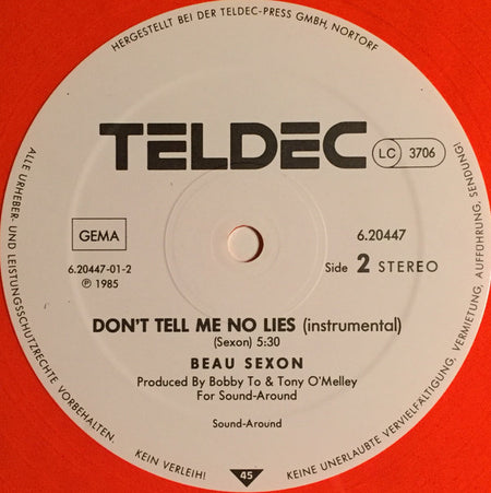 Beau Sexon : Don't Tell Me No Lies (12", Maxi, Ora)