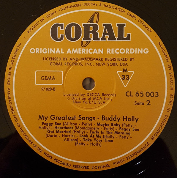 Buddy Holly : My Greatest Songs (LP, Comp, Mono, RE)