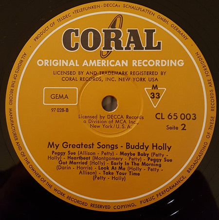 Buddy Holly : My Greatest Songs (LP, Comp, Mono, RE)