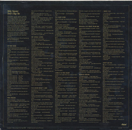 Billy Squier : Don't Say No (LP, Album, Jac)