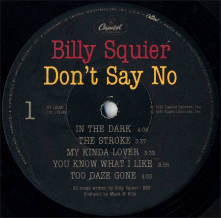 Billy Squier : Don't Say No (LP, Album, Jac)