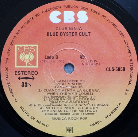 Blue Öyster Cult : Club Ninja (LP, Album)
