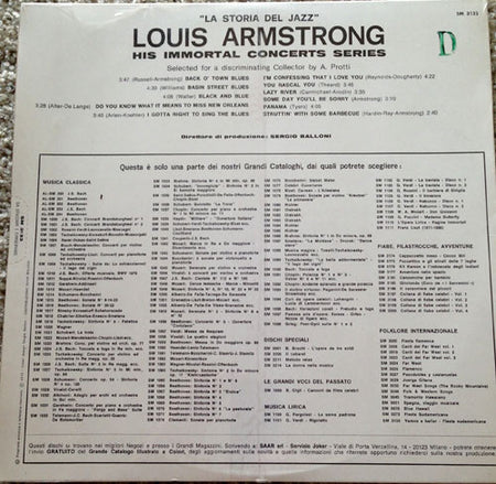 Louis Armstrong : His Immortal Concerts Series (LP, Comp)
