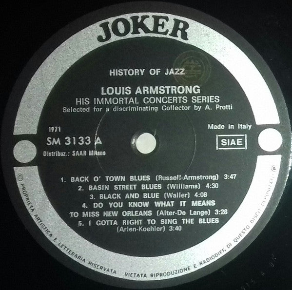 Louis Armstrong : His Immortal Concerts Series (LP, Comp)