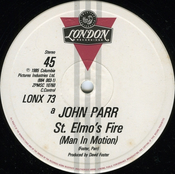 John Parr : St. Elmo's Fire (Man In Motion) (12", Single)