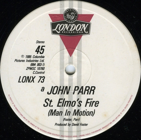 John Parr : St. Elmo's Fire (Man In Motion) (12", Single)