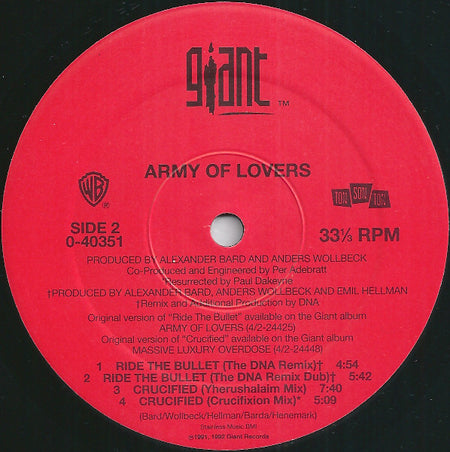 Army Of Lovers : Crucified / Ride The Bullet (12", Maxi)
