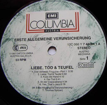 EAV (Erste Allgemeine Verunsicherung) : Liebe, Tod & Teufel (Teil 1) (LP, Album)