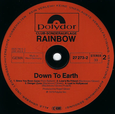 Rainbow : Down To Earth (LP, Album, Club)