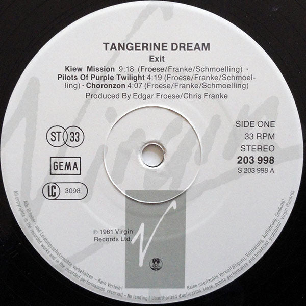 Tangerine Dream : Exit (LP, Album, RE)