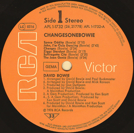 David Bowie : ChangesOneBowie (LP, Comp, RE)