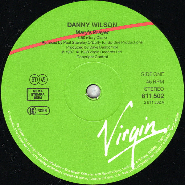 Danny Wilson (2) : Mary's Prayer (Save Me) (Remix) (12", Single)