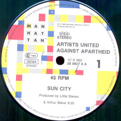 Artists United Against Apartheid : Sun City (12", Maxi)