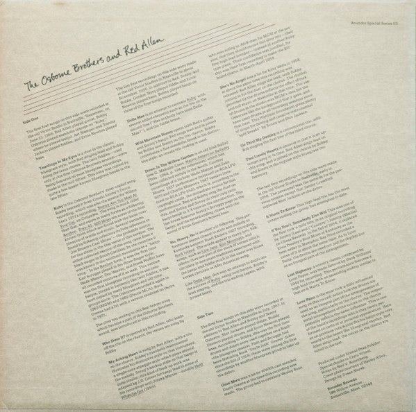The Osborne Brothers And Red Allen (2) : The Osborne Brothers And Red Allen (LP, Comp)