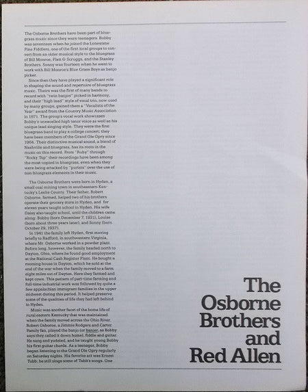 The Osborne Brothers And Red Allen (2) : The Osborne Brothers And Red Allen (LP, Comp)