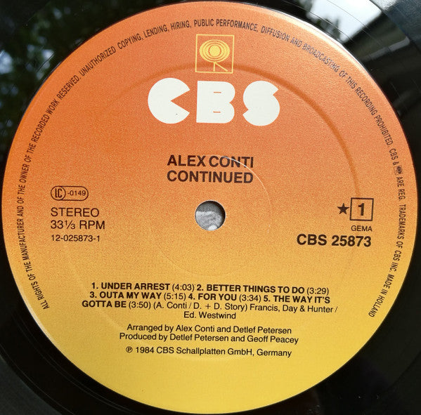 Alex Conti : Continued (LP, Album)