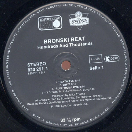 Bronski Beat : Hundreds & Thousands (LP, Album)