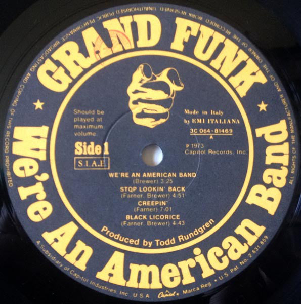Grand Funk Railroad : We're An American Band (LP, Album, Gat)