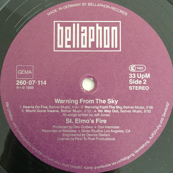 St. Elmo's Fire : Warning From The Sky (LP, Album)