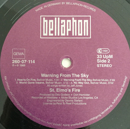 St. Elmo's Fire : Warning From The Sky (LP, Album)