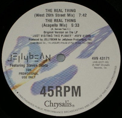 John "Jellybean" Benitez Featuring Steven Dante : The Real Thing (12", Promo)