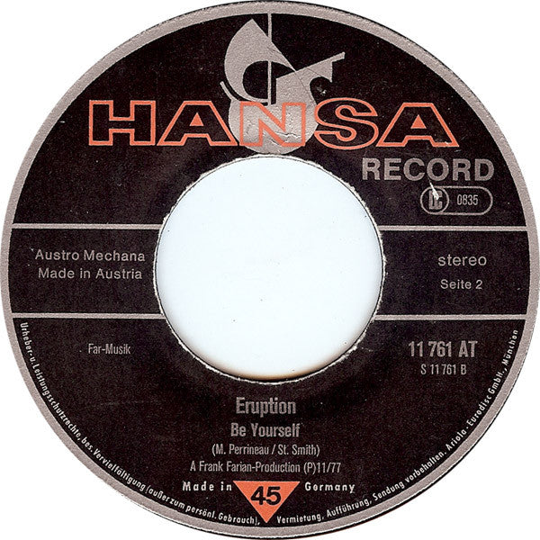 Eruption (4) Featuring Precious Wilson : I Can't Stand The Rain (7", Single)