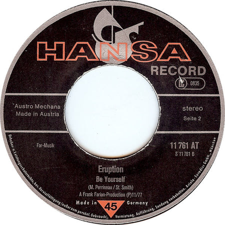 Eruption (4) Featuring Precious Wilson : I Can't Stand The Rain (7", Single)