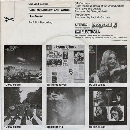 Wings (2) : Live And Let Die / I Lie Around (7", Single)