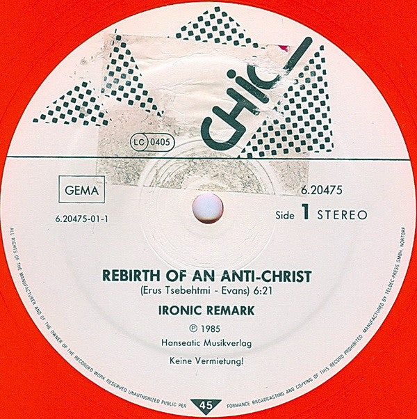 Ironic Remark : Rebirth (Extended Version) (12", Maxi, Red)