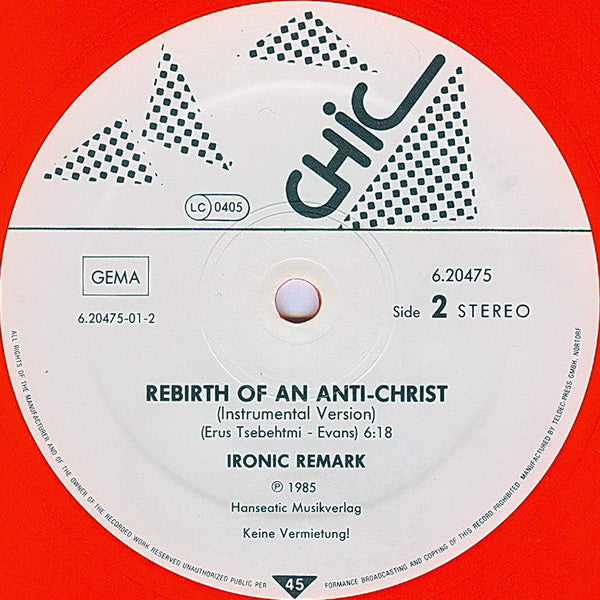 Ironic Remark : Rebirth (Extended Version) (12", Maxi, Red)