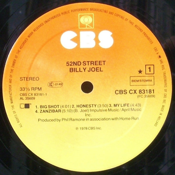 Billy Joel : 52nd Street (LP, Album, RE, CX )
