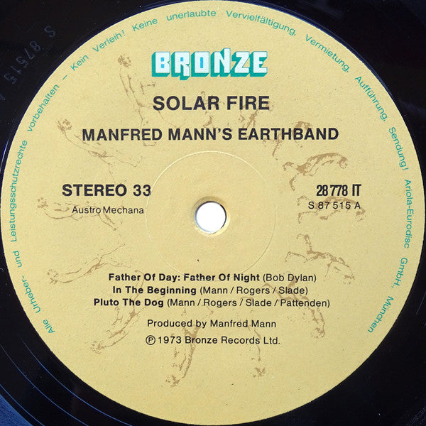 Manfred Mann's Earth Band : Solar Fire (LP, Album, RE, Gat)