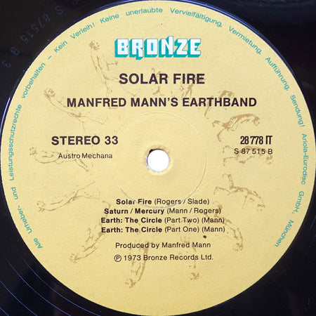 Manfred Mann's Earth Band : Solar Fire (LP, Album, RE, Gat)
