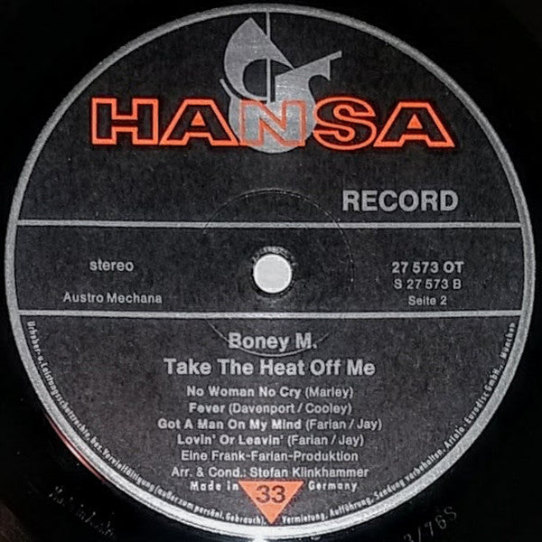 Boney M. : Take The Heat Off Me (LP, Album)