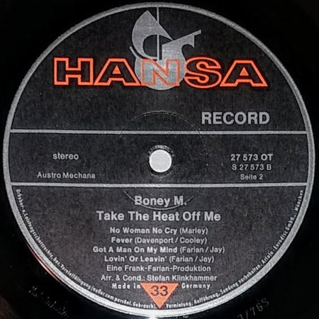 Boney M. : Take The Heat Off Me (LP, Album)