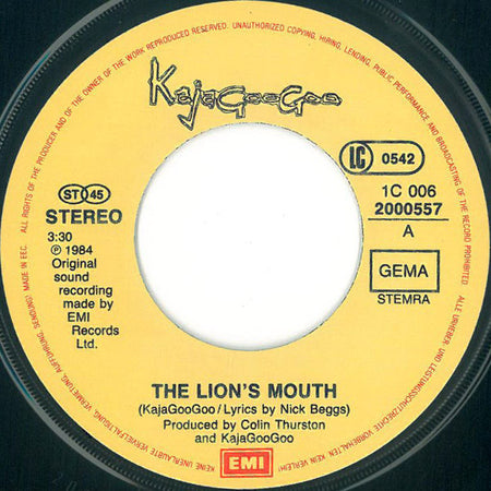 Kajagoogoo : The Lion's Mouth (7", Single)